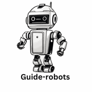 Une image en noir et blanc d'un robot avec les mots guide robots.
